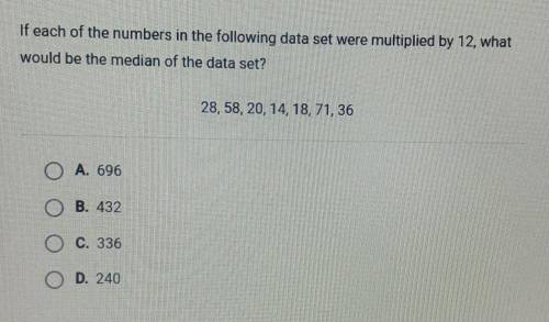 If each of the numbers in the following data set were multiplied by 12, what would be the median of