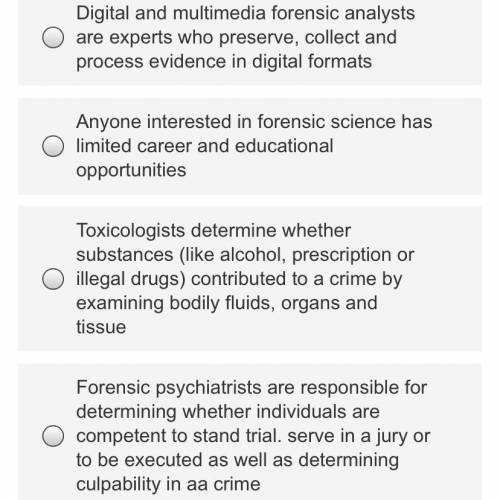 I am in really need of help with this forensic science question plsss  I will give 50 points t