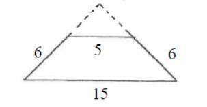 In an isosceles trapezoid, the lower base is 15, the upper base is 5, and each leg is 6. How far mu