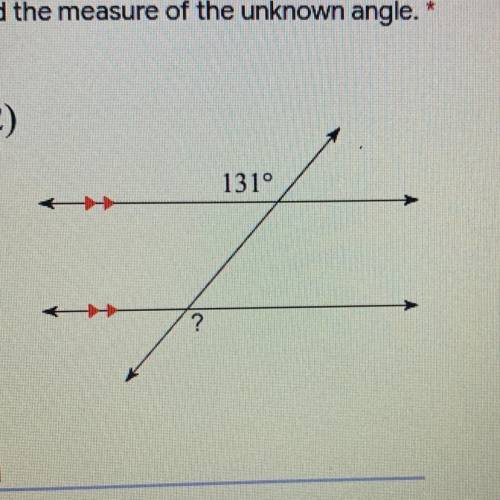 Find the measure of the unknown angle.