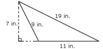 Find the area of the triangle.

A.99 square inches
B.25.6 square inches
C.38.5 square inches
D.77