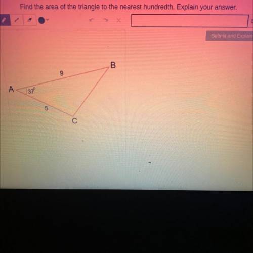 Find the area of the triangle to the nearest hundredth. Explain your answer.

Sand
B
9
A
37
С
PLEA