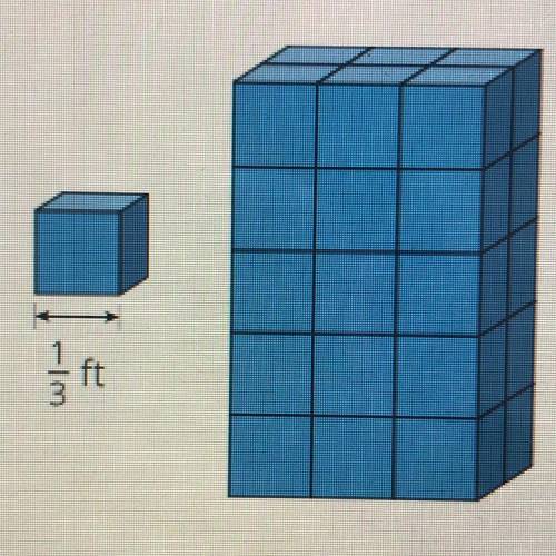 What is the volume of the rectangular prism?

A. 1 1/9 ft3
B. 10 ft3
C. 2/9 ft3
D. 3 1/3 ft3