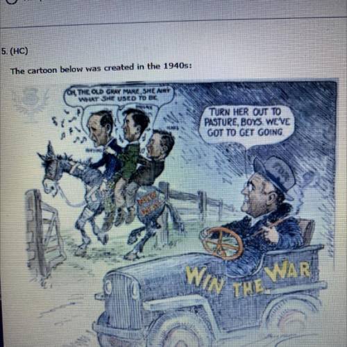 The cartoon below was created in the 1940s:

Which describes why this cartoon about For's presiden