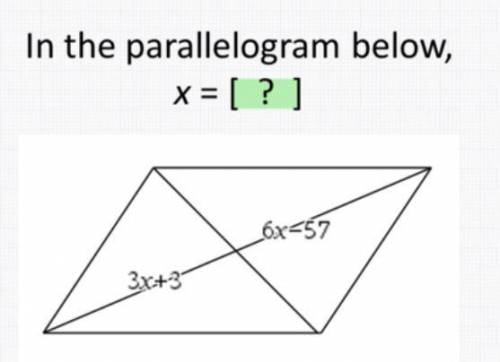 In the parallelogram below x=?