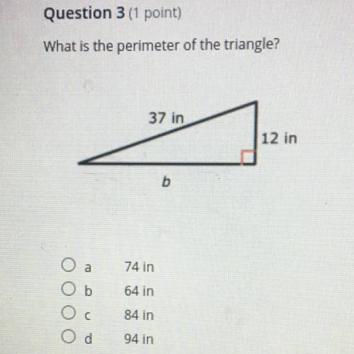 Question 3 (1 point)

What is the perimeter of the triangle? 
_____________________ If anyone know