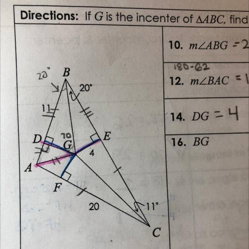 How do you find angle BAG? Please provide steps and what other information would we find out if G i
