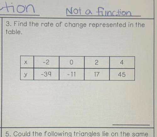 3. Find the rate of change in the represented table.