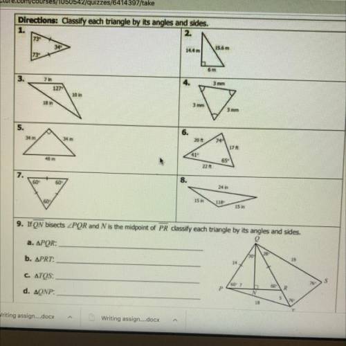 Unit4: Congruent Triangles Hw 1: Classifying Triangles
