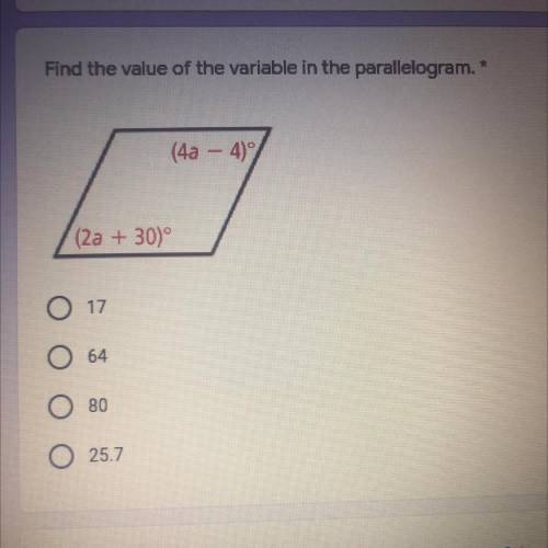 Find the value of the variable in the parallelogram