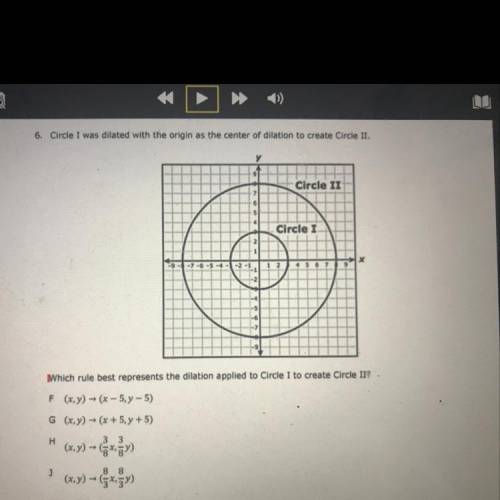 PLEASE HELP!

Circle 1 was dilated with the origin as the center of dilation to create Circle 2 
W