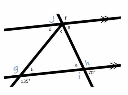 Find the measure of each missing angle?angle d=angle e=angle f=