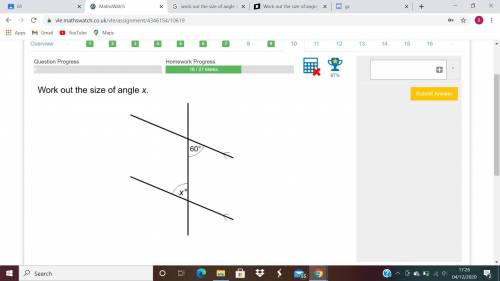 Work out the size of angle x.