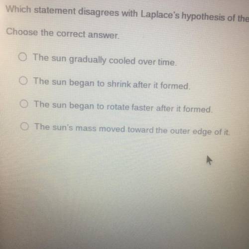 Which statement disagrees with Laplace hypothesis of the sun’s formation.