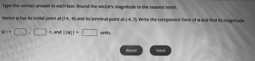 Type the correct answer in each box, Round the vector's magnitude to the nearest tenth,

Vector u