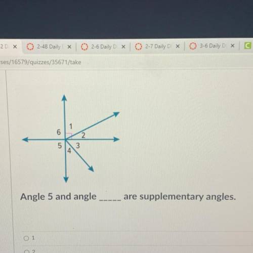 What angle is supplementary to angle 5