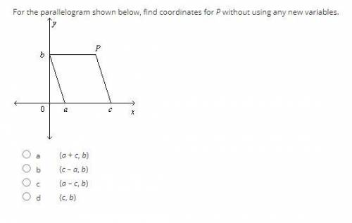 For the parallelogram shown below, find coordinates for P without using any new variables.