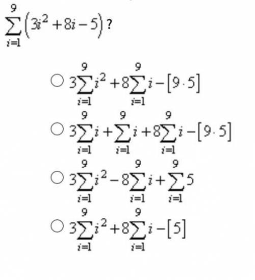 which of the following expressions correctly uses properties of summation to represents the summati