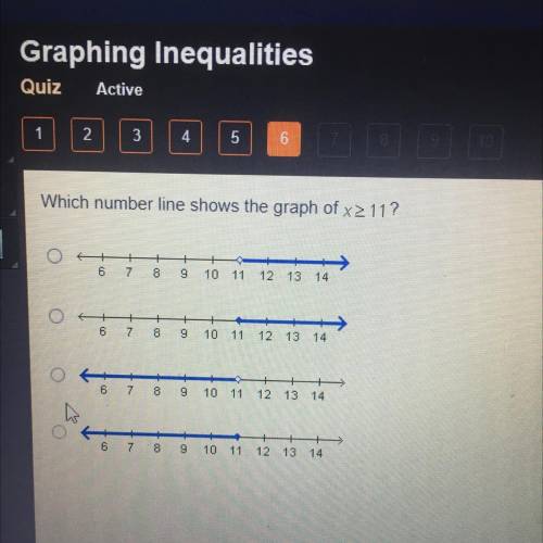 Which number line shows the graph of x>_11