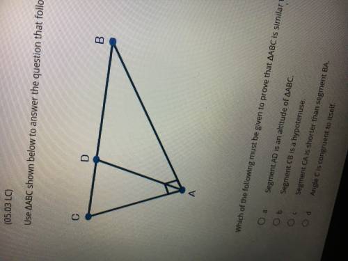 Use angle ABC shown below to answer the question that follows: Which of the following must be given