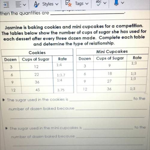 Jasmine is baking cookies and mini cupcakes for a competition.

The tables below show the number o
