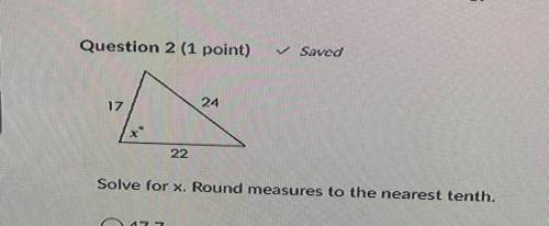 Solve for X and round measures to the nearest tenth.