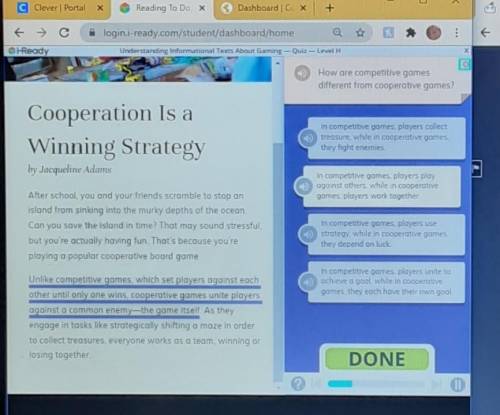 How are competitive games different from cooperative games? Iready question