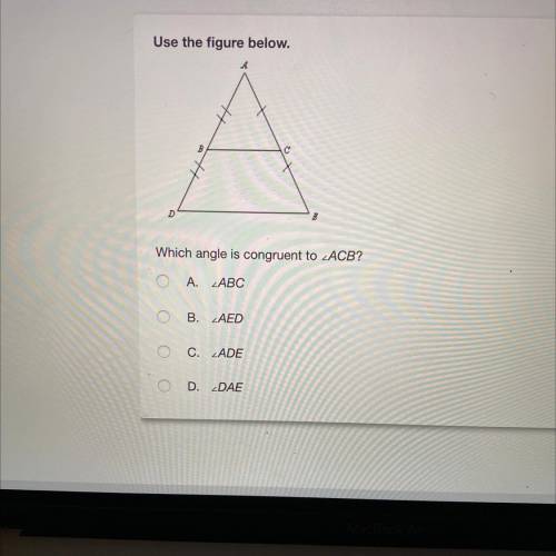 Which angle is congruent to ACB?