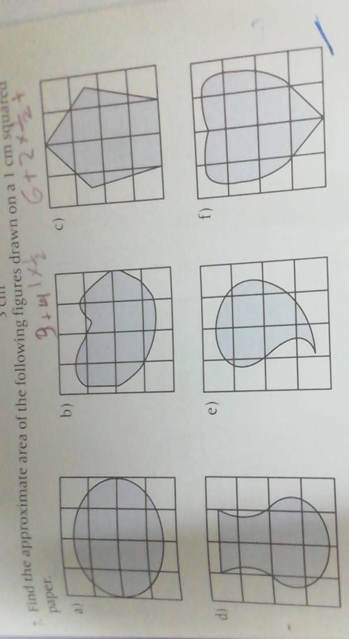 Find the approximate area of the following figures drawn on a 1 cm squared paper