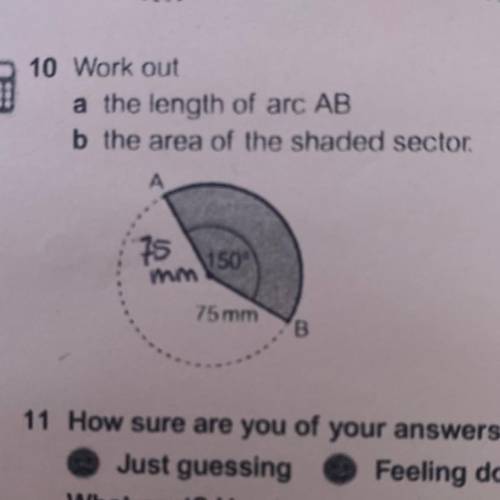 Work out
a the length of arc AB
b the area of the shaded sector.