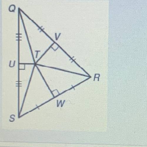 If the following triangle T is a circumcenter. If QV = 8, TS = 10 find TV