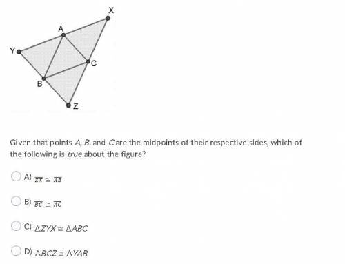 Need help this is the rest of my points.

Given that points A, B, and C are the midpoints of their