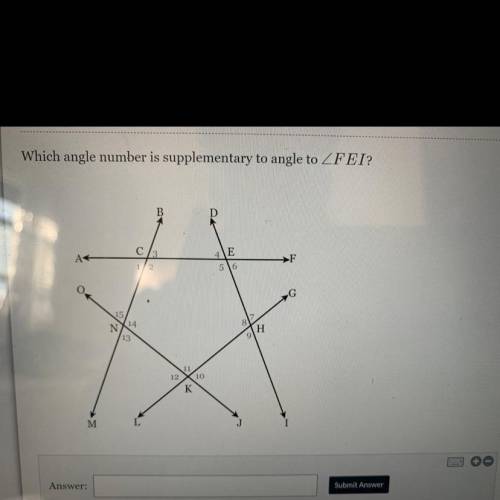 Which angles number is supplementary to angle to