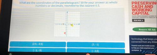 What are the coordinates of the parallelogram? Write your answer as whole

numbers or decimals, ro