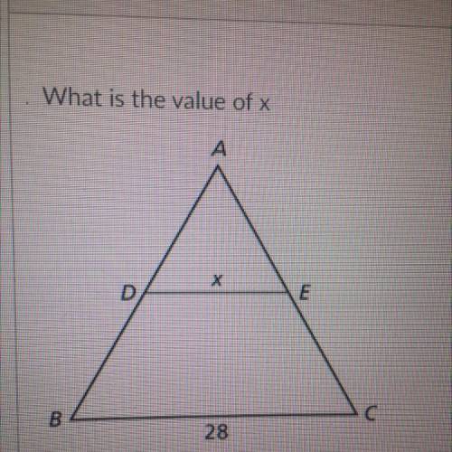 What is the value of x
A
х
D
E
C
28