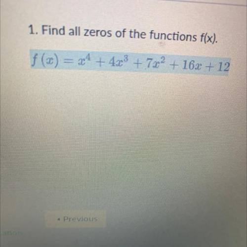 1. Find all zeros of the functions f(x).
￼