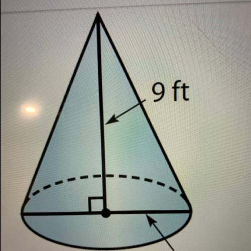 What is the volume of the given cone?
9 ft
8 ft