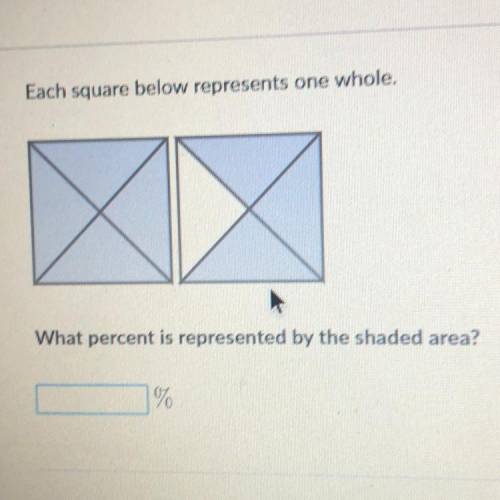 Each square below represents one whole.

What percent is represented by the shaded area?
Pls help