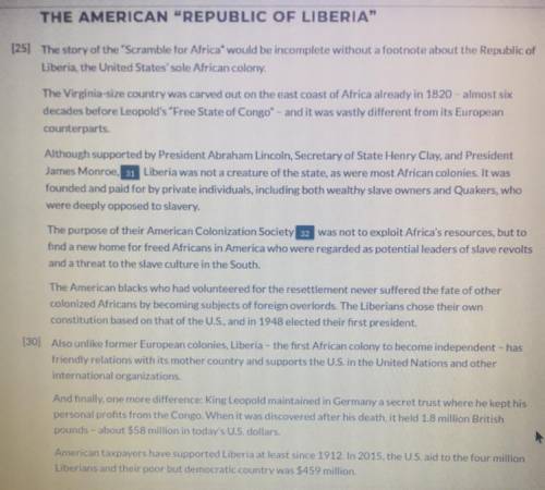 What does the author's point of view in the section

“The American Republic of Liberia indicate ab