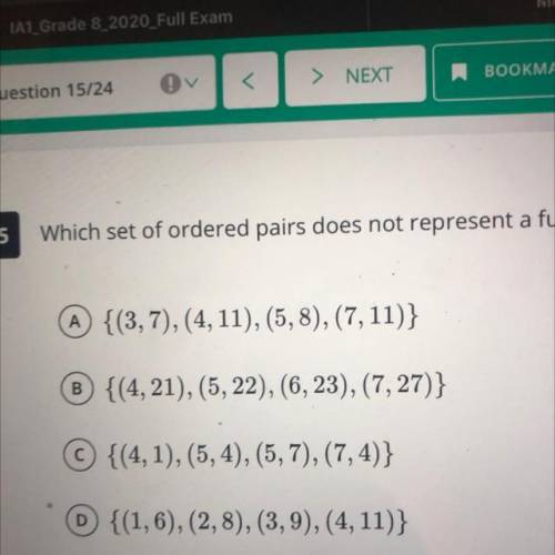 Which set of ordered pairs dose not represent a function?