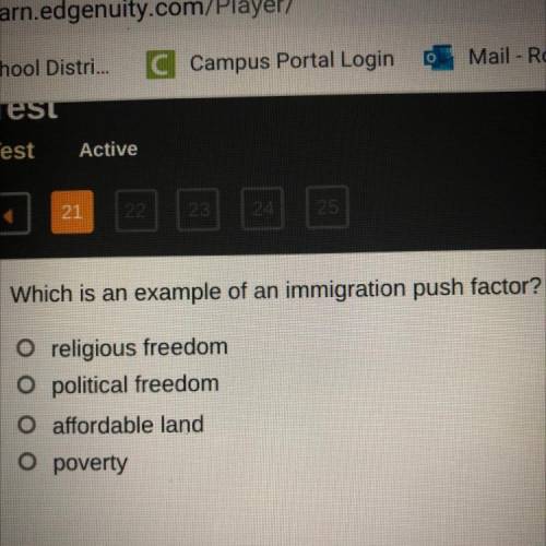 PLEASEEEE HURRY! I GIVE BRAINLIEST TO FIRST ANSWER

-Which is an example of an 
immigration push f
