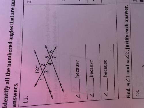 Identify all the numbered angles that are congruent to the given angle