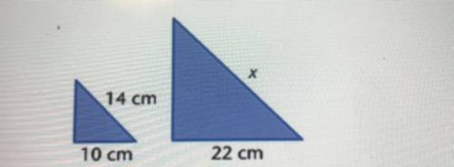 Use a proportion to ind the length of side x for the similar pair of figures below.