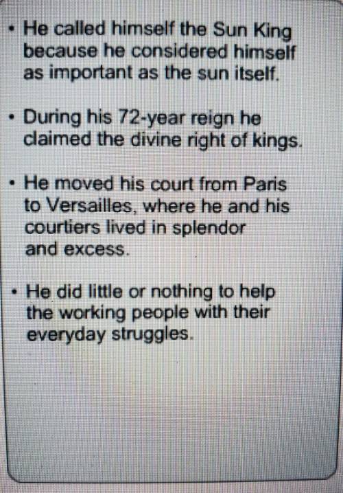 Which king is accurately described by these statements