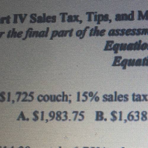$1,725 couch; 15% sales tax