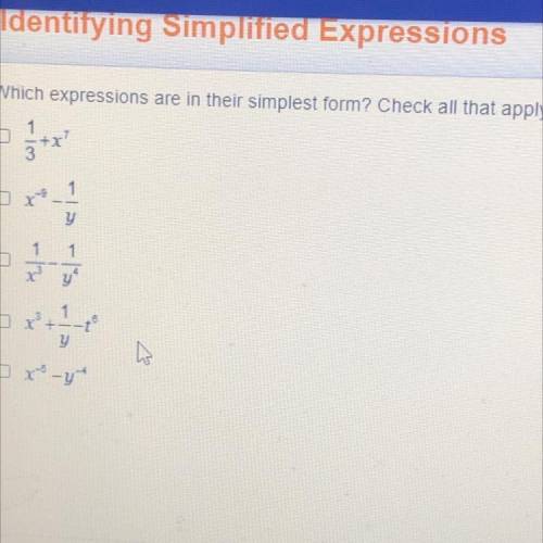 Which expressions are in their simplest form? Check all that apply.