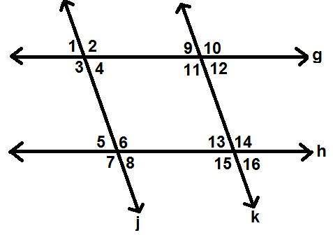 4) Angles 3 and 6 are congruent. What would you use to prove those lines parallel? (pic below)A. Co