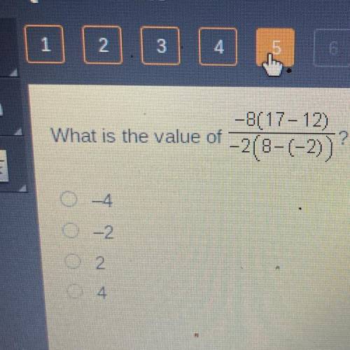 -B[ 17 - 12)
What is the value of
?
-2(B-(-2)
_4
0-2
2
(2) 4