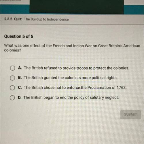 Which was one effect of the French and Indian war on great britain's American colonies?