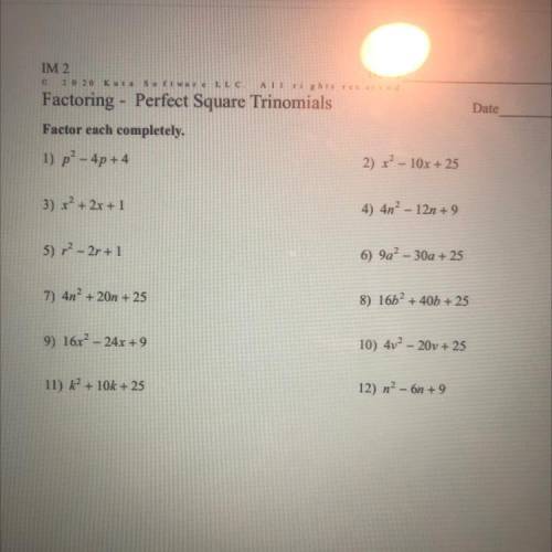 Factoring - Perfect Square Trinomials
Factor each completely.